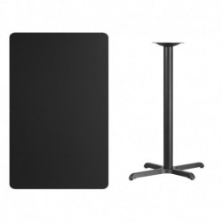 MFO 30'' x 48'' Rectangular Black Laminate Table Top with 22'' x 30'' Bar Height Table Base