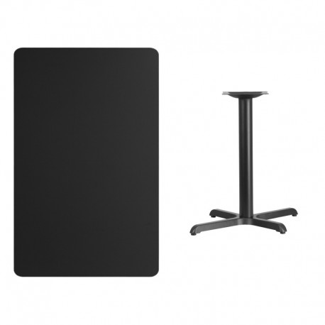 MFO 30'' x 48'' Rectangular Black Laminate Table Top with 22'' x 30'' Table Height Base
