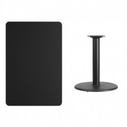 MFO 30'' x 45'' Rectangular Black Laminate Table Top with 24'' Round Table Height Base