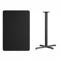 MFO 30'' x 45'' Rectangular Black Laminate Table Top with 22'' x 30'' Bar Height Table Base