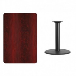 MFO 30'' x 45'' Rectangular Mahogany Laminate Table Top with 24'' Round Table Height Base