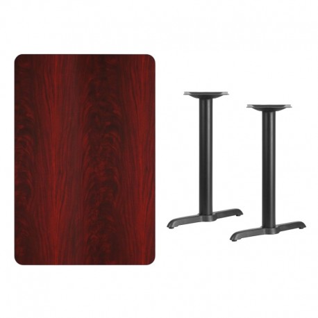 MFO 30'' x 45'' Rectangular Mahogany Laminate Table Top with 5'' x 22'' Table Height Bases