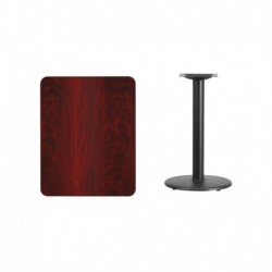 MFO 24'' x 30'' Rectangular Mahogany Laminate Table Top with 18'' Round Table Height Base