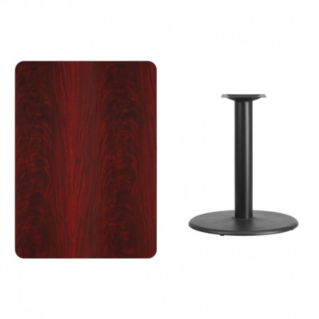 MFO 30'' x 42'' Rectangular Mahogany Laminate Table Top with 24'' Round Table Height Base