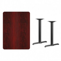 MFO 30'' x 42'' Rectangular Mahogany Laminate Table Top with 5'' x 22'' Table Height Bases