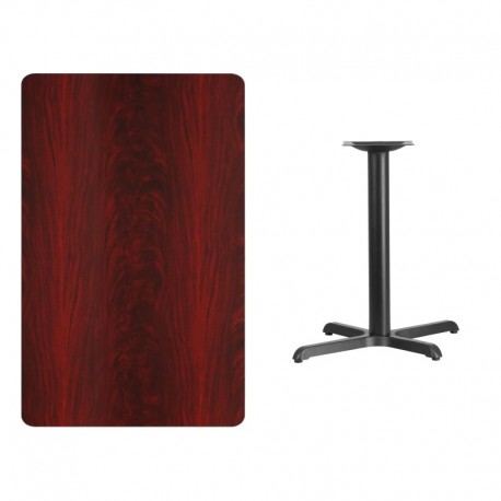 MFO 30'' x 48'' Rectangular Mahogany Laminate Table Top with 22'' x 30'' Table Height Base