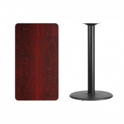 MFO 24'' x 42'' Rectangular Mahogany Laminate Table Top with 24'' Round Bar Height Table Base