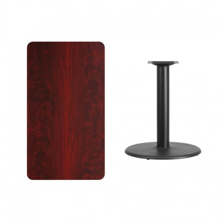 MFO 24'' x 42'' Rectangular Mahogany Laminate Table Top with 24'' Round Table Height Base