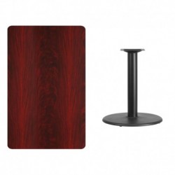 MFO 30'' x 48'' Rectangular Mahogany Laminate Table Top with 24'' Round Table Height Base