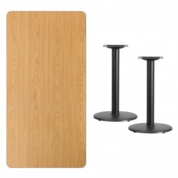 MFO 30'' x 60'' Rectangular Natural Laminate Table Top with 18'' Round Table Height Bases