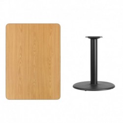 MFO 30'' x 42'' Rectangular Natural Laminate Table Top with 24'' Round Table Height Base
