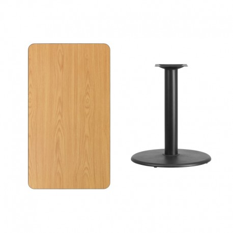 MFO 24'' x 42'' Rectangular Natural Laminate Table Top with 24'' Round Table Height Base