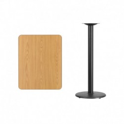 MFO 24'' x 30'' Rectangular Natural Laminate Table Top with 18'' Round Bar Height Table Base