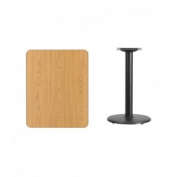 MFO 24'' x 30'' Rectangular Natural Laminate Table Top with 18'' Round Table Height Base