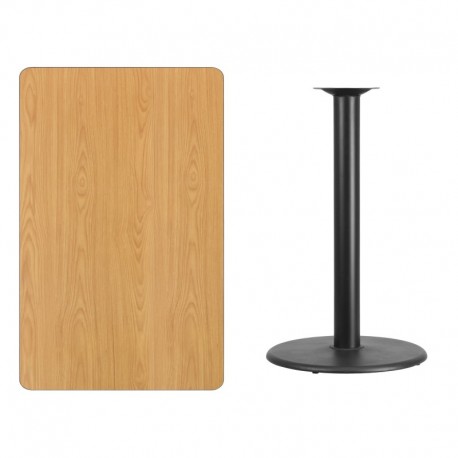 MFO 30'' x 48'' Rectangular Natural Laminate Table Top with 24'' Round Bar Height Table Base