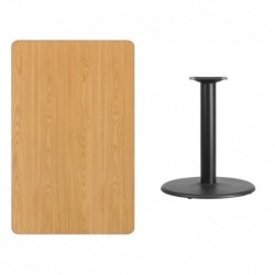 MFO 30'' x 48'' Rectangular Natural Laminate Table Top with 24'' Round Table Height Base