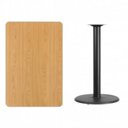MFO 30'' x 45'' Rectangular Natural Laminate Table Top with 24'' Round Bar Height Table Base
