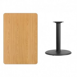 MFO 30'' x 45'' Rectangular Natural Laminate Table Top with 24'' Round Table Height Base