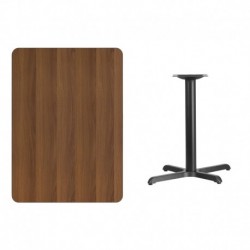 MFO 30'' x 42'' Rectangular Walnut Laminate Table Top with 22'' x 30'' Table Height Base