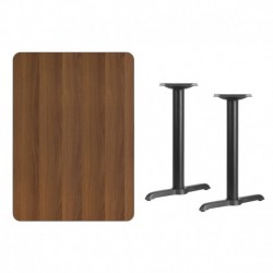 MFO 30'' x 42'' Rectangular Walnut Laminate Table Top with 5'' x 22'' Table Height Bases