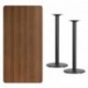 MFO 30'' x 60'' Rectangular Walnut Laminate Table Top with 18'' Round Bar Height Table Bases