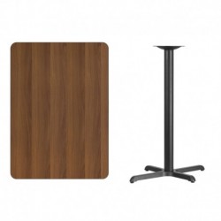 MFO 30'' x 42'' Rectangular Walnut Laminate Table Top with 22'' x 30'' Bar Height Table Base