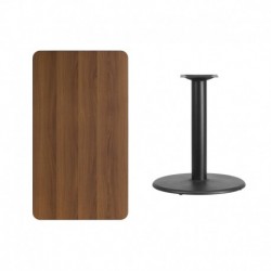 MFO 24'' x 42'' Rectangular Walnut Laminate Table Top with 24'' Round Table Height Base