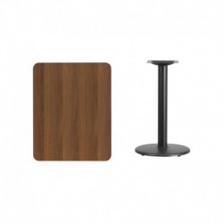 MFO 24'' x 30'' Rectangular Walnut Laminate Table Top with 18'' Round Table Height Base