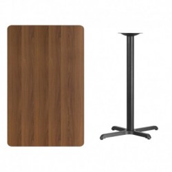 MFO 30'' x 48'' Rectangular Walnut Laminate Table Top with 22'' x 30'' Bar Height Table Base