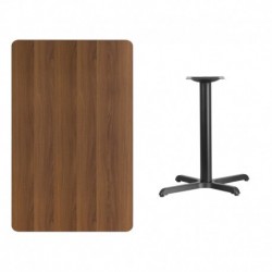 MFO 30'' x 48'' Rectangular Walnut Laminate Table Top with 22'' x 30'' Table Height Base