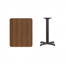 MFO 24'' x 30'' Rectangular Walnut Laminate Table Top with 22'' x 22'' Table Height Base