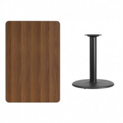 MFO 30'' x 45'' Rectangular Walnut Laminate Table Top with 24'' Round Table Height Base