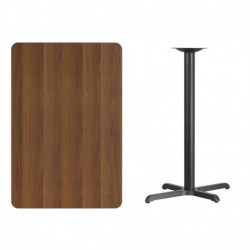 MFO 30'' x 45'' Rectangular Walnut Laminate Table Top with 22'' x 30'' Bar Height Table Base