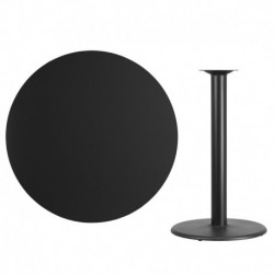MFO 42'' Round Black Laminate Table Top with 24'' Round Bar Height Table Base