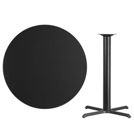 MFO 42'' Round Black Laminate Table Top with 33'' x 33'' Bar Height Table Base