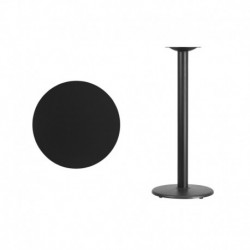 MFO 24'' Round Black Laminate Table Top with 18'' Round Bar Height Table Base