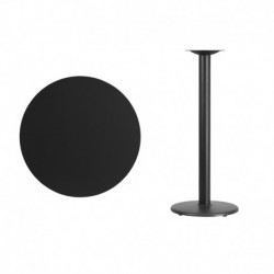 MFO 30'' Round Black Laminate Table Top with 18'' Round Bar Height Table Base