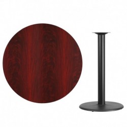 MFO 42'' Round Mahogany Laminate Table Top with 24'' Round Bar Height Table Base