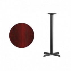 MFO 24'' Round Mahogany Laminate Table Top with 22'' x 22'' Bar Height Table Base