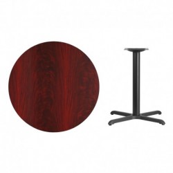 MFO 36'' Round Mahogany Laminate Table Top with 30'' x 30'' Table Height Base