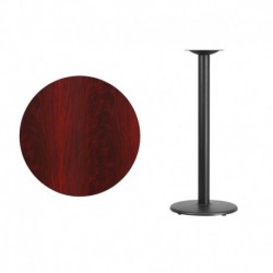 MFO 30'' Round Mahogany Laminate Table Top with 18'' Round Bar Height Table Base