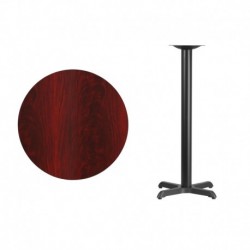 MFO 30'' Round Mahogany Laminate Table Top with 22'' x 22'' Bar Height Table Base