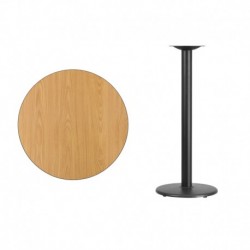 MFO 30'' Round Natural Laminate Table Top with 18'' Round Bar Height Table Base