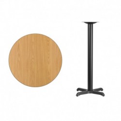MFO 30'' Round Natural Laminate Table Top with 22'' x 22'' Bar Height Table Base