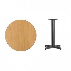 MFO 30'' Round Natural Laminate Table Top with 22'' x 22'' Table Height Base