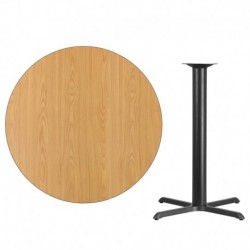 MFO 42'' Round Natural Laminate Table Top with 33'' x 33'' Bar Height Table Base
