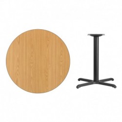 MFO 36'' Round Natural Laminate Table Top with 30'' x 30'' Table Height Base