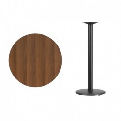 MFO 30'' Round Walnut Laminate Table Top with 18'' Round Bar Height Table Base