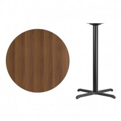 MFO 36'' Round Walnut Laminate Table Top with 30'' x 30'' Bar Height Table Base