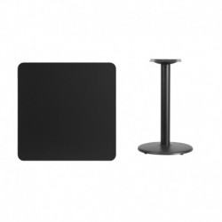 MFO 30'' Square Black Laminate Table Top with 18'' Round Table Height Base